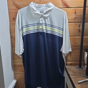 Callaway Navy, White and Yellow Striped Golf Polo XXL See Call Out Pic D0316